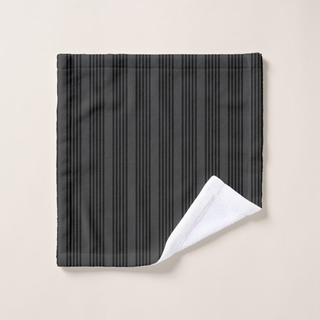Black and charcoal five stripe pattern wash cloth (Wash Cloth)