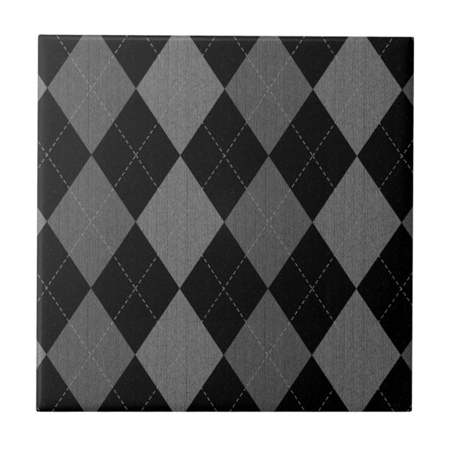 Black and Charcoal Grey Argyle Pattern Tile (Front)