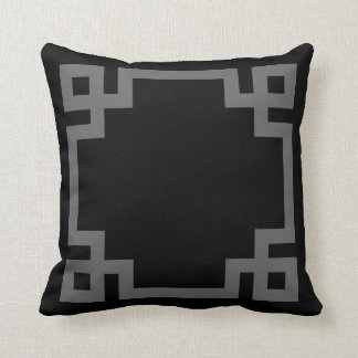 Black and Charcoal Grey Greek Key Border Cushion