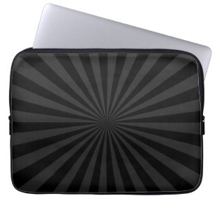 Black and Charcoal Sun Burst Decor Laptop Sleeve