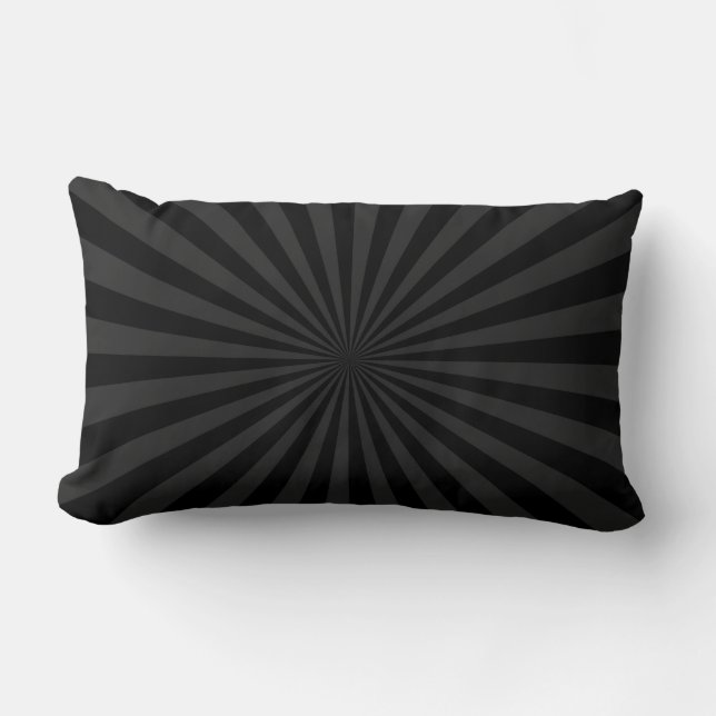Black and Charcoal Sun Burst Decor Lumbar Cushion (Front)