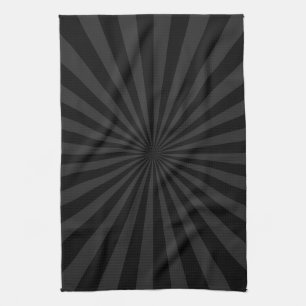 Black and Charcoal Sun Burst Decor Tea Towel