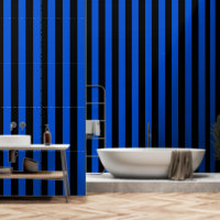 Black And Cobalt Blue Ultra Wide 4 Inch Stripe