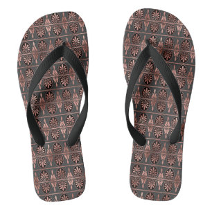 Black and Copper Art Deco Pattern Jandals