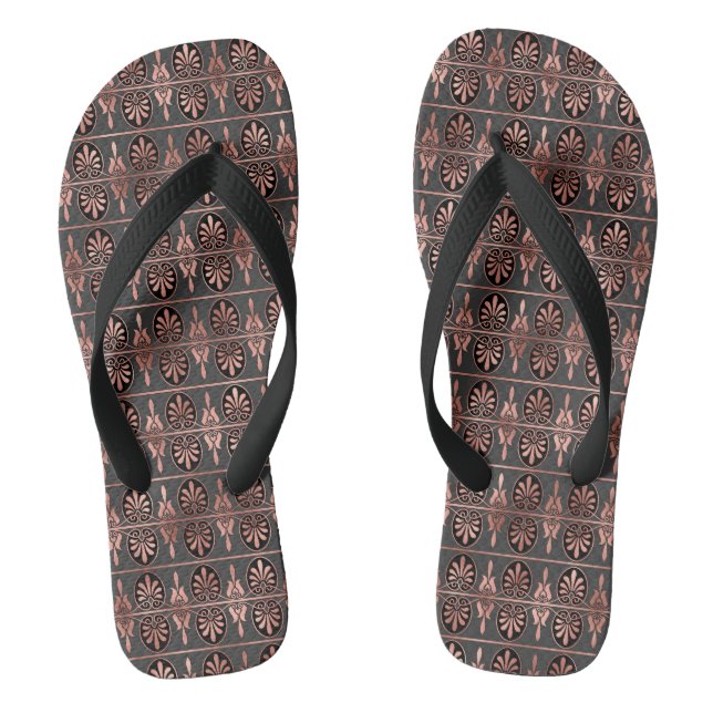Black and Copper Art Deco Pattern Jandals (Footbed)