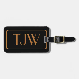 Black and Copper Colour Initialled Luggage Tags