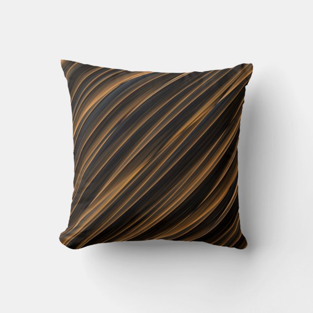 Black and Copper Coloured Stripes Cushion (Front)