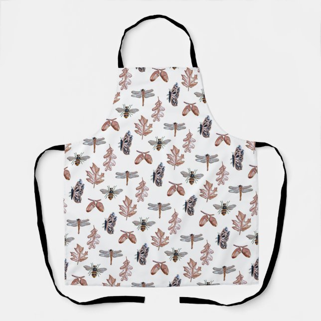 Black and copper on cream nature print apron (Front)