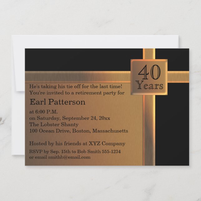 Black and Copper Retirement Invitation (Front)
