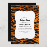 Black and Copper Tiger Stripes Pattern Quinceanera