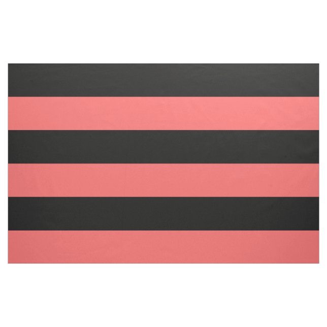 Black and Coral Wide Stripes Large Scale Fabric (Yard)