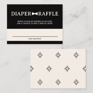 Black and Cream Bow Tie Diaper Raffle Enclosure Card