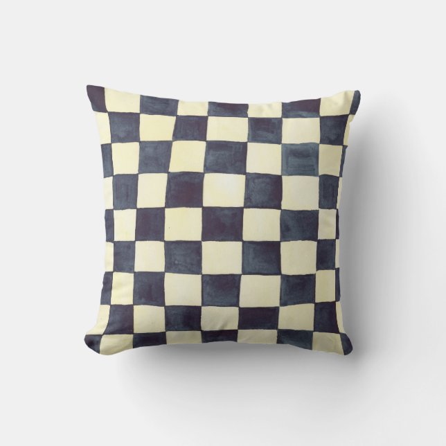 Black and Cream Check Pillow (Front)