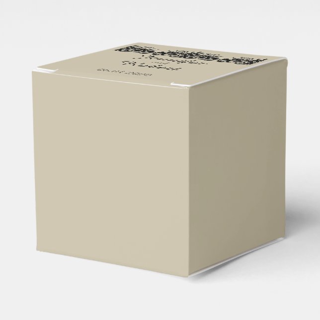 Black and Cream Floral Embossed Wedding Favour Box (Front Side)
