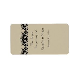Black and Cream Floral Wedding Lip Balm Label