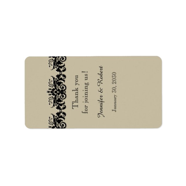 Black and Cream Floral Wedding Lip Balm Label (Front)