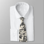 Black and Cream French Toile Neck Tie<br><div class="desc">Stylish groomsmen neck tie done in a black and ivory cream coloured vintage French Toile pattern. Customise to add a large monogram or any text you want.</div>