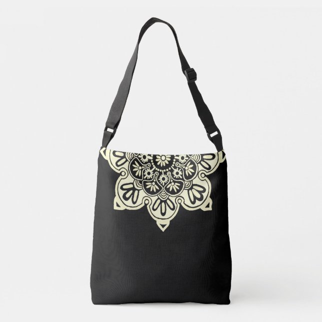  black and cream Medallion Crossbody Bag (Back)