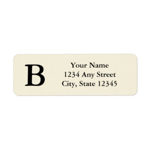 Black and Cream Monogrammed Return Address Labels