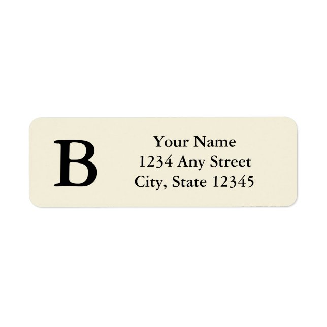 Black and Cream Monogrammed Return Address Labels (Front)