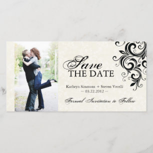 Black and Cream Photo Save The Date Invitation