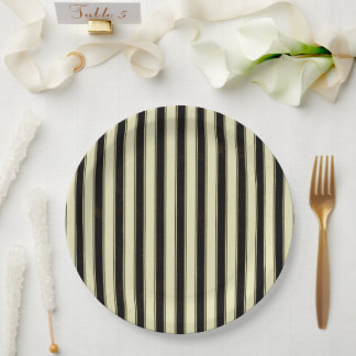 Black and Cream Pinstripe Wedding Elegant  Throw P Paper Plate
