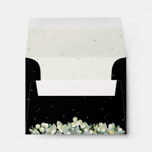 Black and Cream Snowberry+Eucalyptus Wedding A2 Envelope