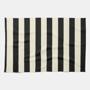 Black and Cream Stripes Tea Towel