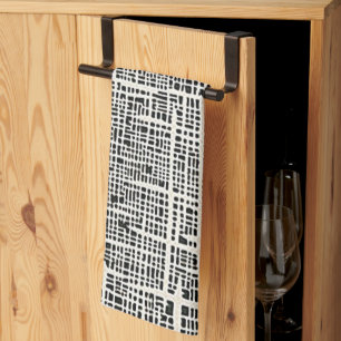 Black and Cream Textured Look Kitchen Towel