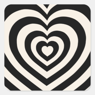 Black And Cream White Hearts Square Sticker