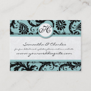 Black and Damask Floral with Coral Trim Business Card