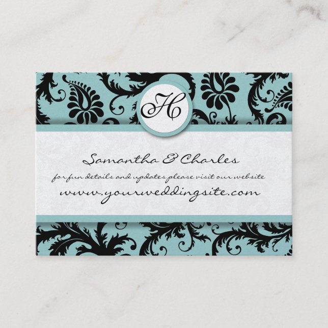 Black and  Damask Floral  with Coral Trim Business Card (Front)