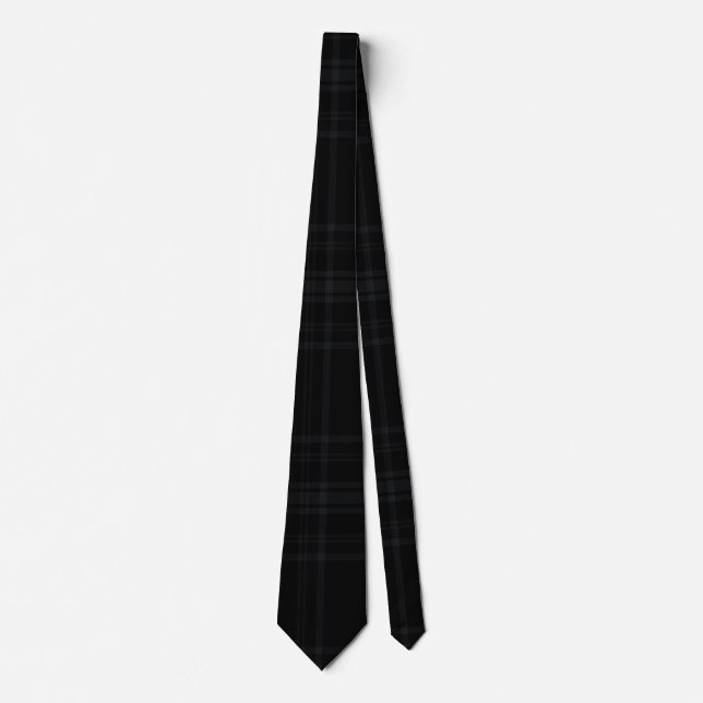 Black and Dark Charcoal Tartan Pattern Tie (Front)