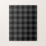 Black and Dark Grey Gingham Check Pattern Jigsaw Puzzle<br><div class="desc">Ready for a difficult challenge? Put together a black and dark grey gingham check pattern. Solid black,  dark grey,  and darker grey squares form a bold,  buffalo plaid.

Digitally created image. 
Copyright © Claire E. Skinner. All rights reserved.</div>