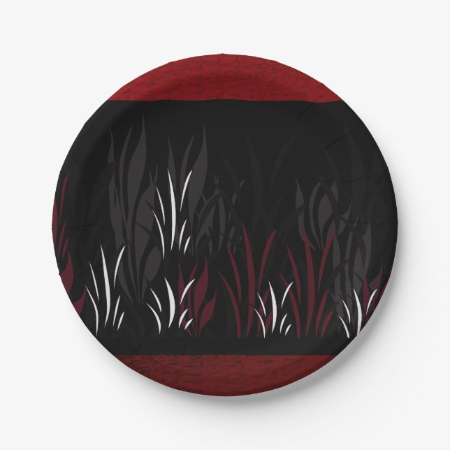 Black and Dark Marron paper plates- Design 2 Plate (Front)
