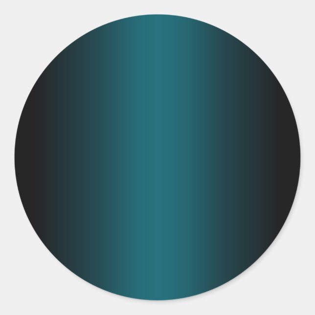 Black and Dark Teal Gradient Blank Classic Round Sticker (Front)
