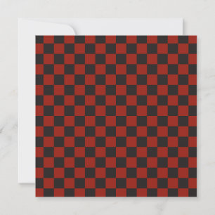 Black and Deep red checkerboard pattern Thank You Card