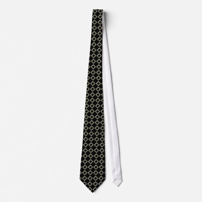 Black and Diamond Shape Pattern Tie (Front)
