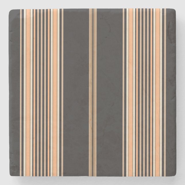Black and Ecru, Stripes Square Coaster (Front)