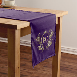 Black And Faux Glitter Girly Floral Frame Short Table Runner