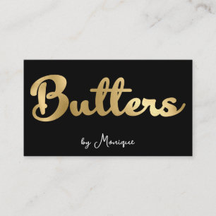 Black and Faux Gold Butters Business Card