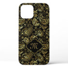 Black And Faux Gold Elegant Floral Paisley