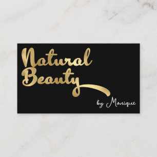 Black and Faux Gold Natural Beauty Business Card