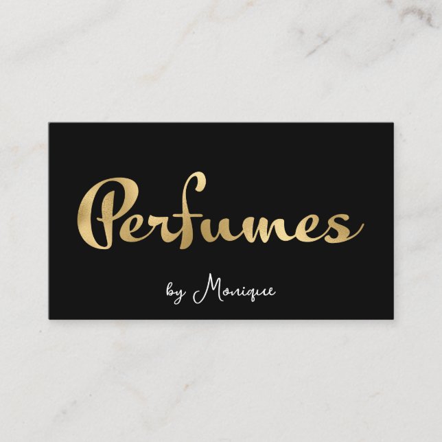 Black and Faux Gold Perfumes Business Card (Front)