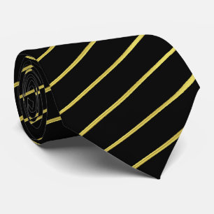 Black and Faux Gold Striped Tie Diagonal Stripes