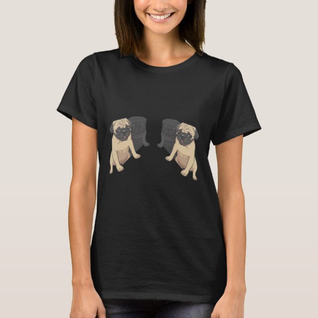 Black and Fawn Pugs Pattern Classic T-Shirt 160 (Front)