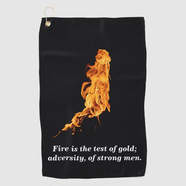 Black and Fire Combination  Golf Towel (Front)