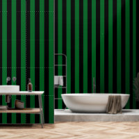 Black And Forest Green Ultra Wide 4 Inch Stripe
