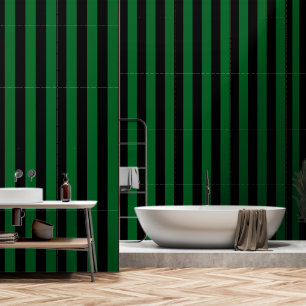 Black And Forest Green Ultra Wide 4 Inch Stripe Wallpaper