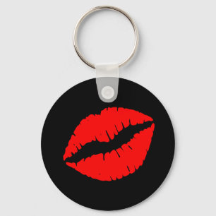 Black and Girly Red Lips Key Ring